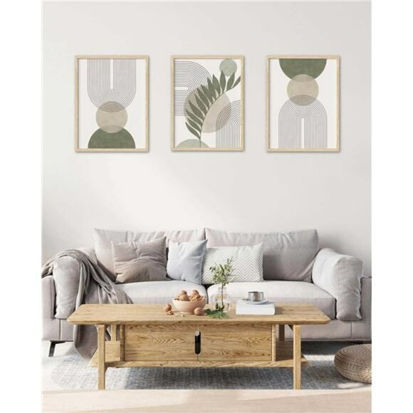 Sage green botanical wall art framed canvas print minimalist abstract home decor - Picture 5 of 7